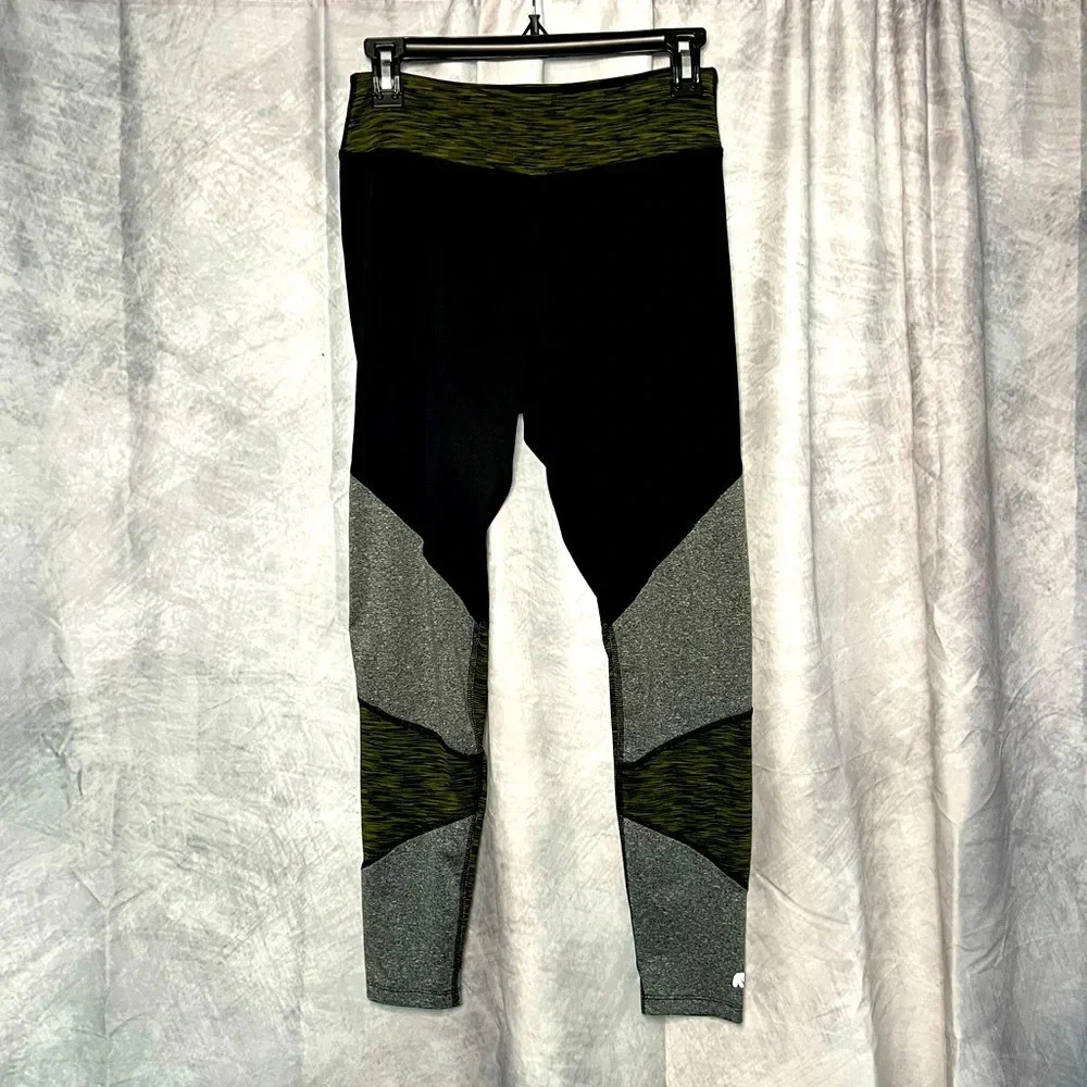 Marika Olive Green, Gray and Black Colorblock Leggings - Medium - Picture 1 of 6
